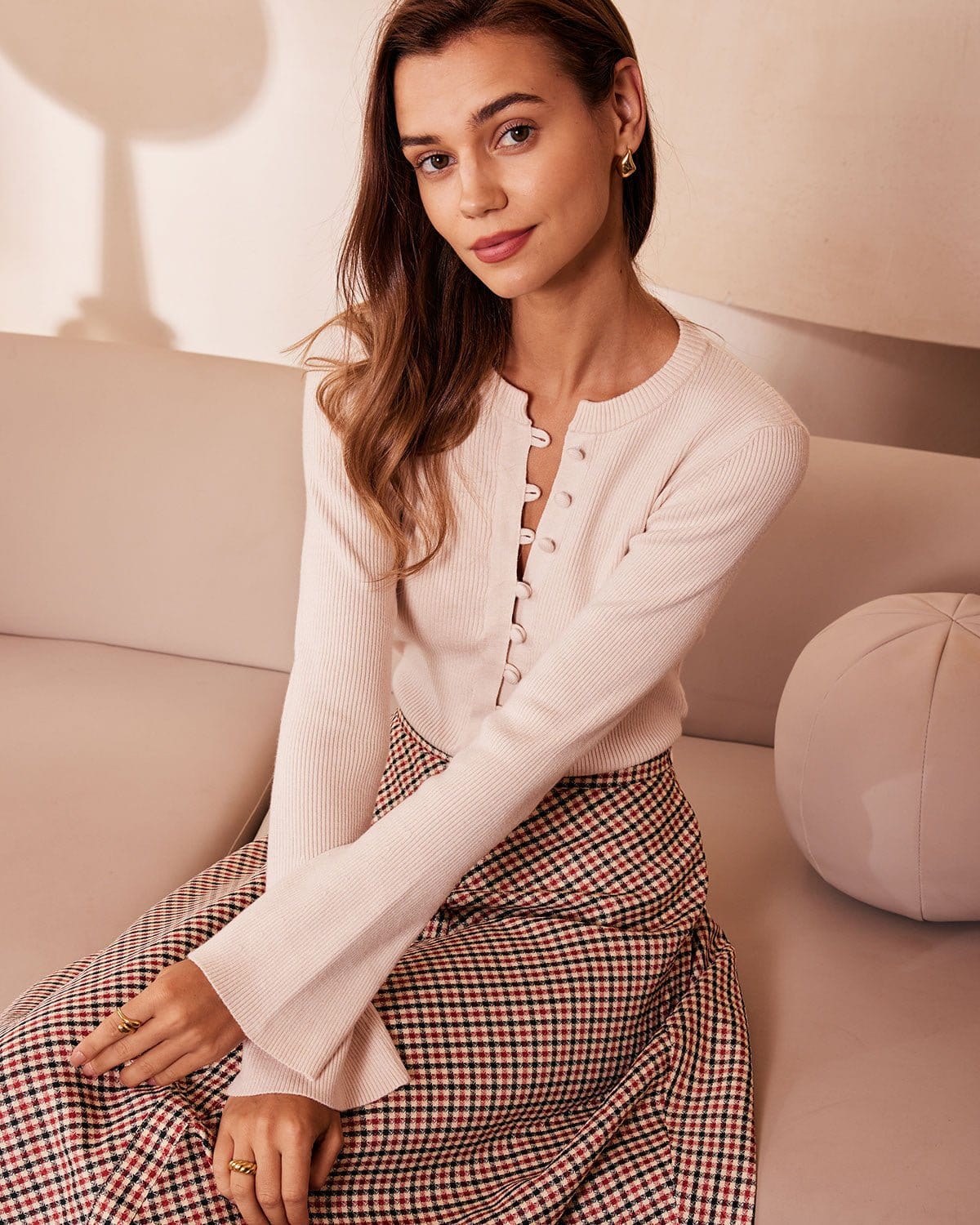 Edith | Relaxed Fit Ribbed Holiday Knit Top