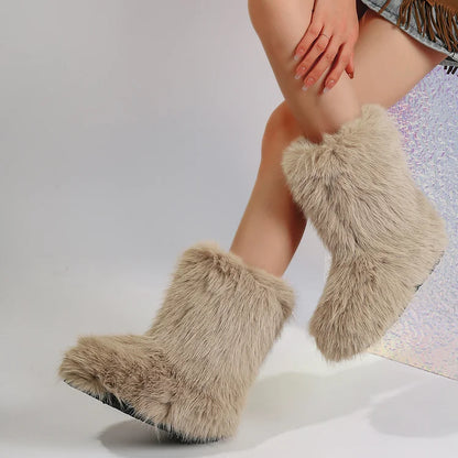 Warm Faux Fur Ankle Boots for Women
