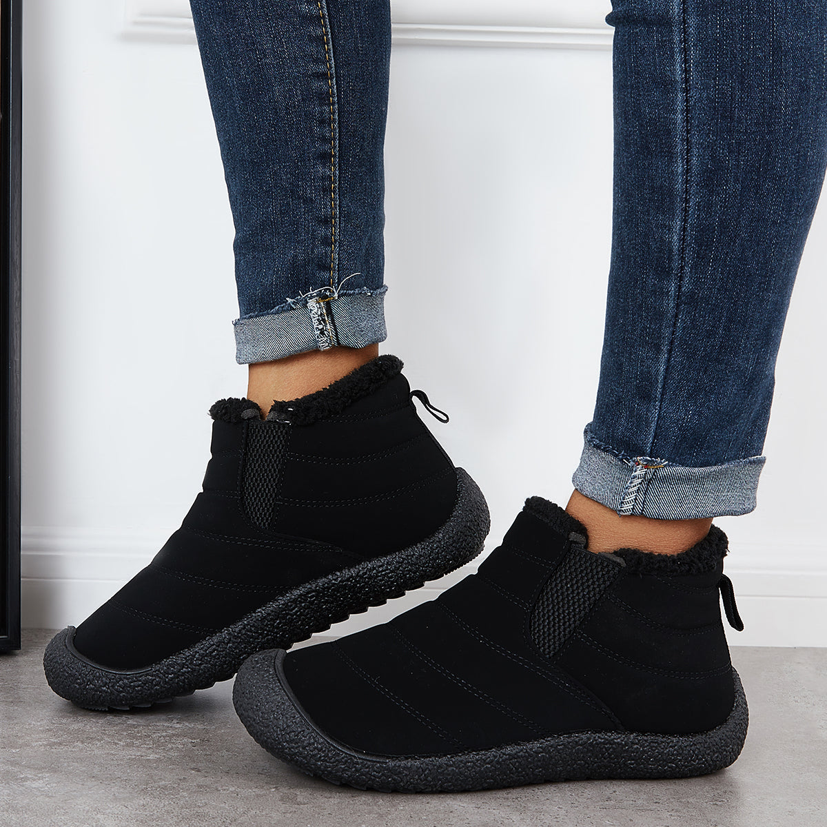 Warm Winter Snow Boots Fur Lined Waterproof Ankle Boots
