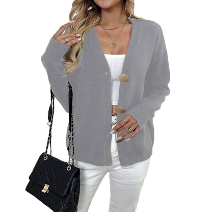 Women's Chic Knit Cardigan with Big Buttons