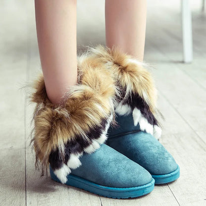 Weiche Warme Kunstpelz-Stiefeletten für Damen