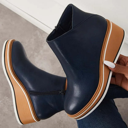 Fashionable Ankle Boots with Side Zipper