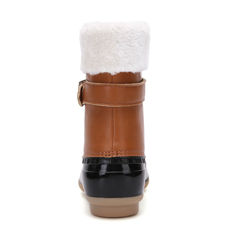 Non Slip Warm Fur Lining Snow Boots Waterproof Duck Ankle Boots
