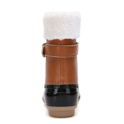 Non Slip Warm Fur Lining Snow Boots Waterproof Duck Ankle Boots