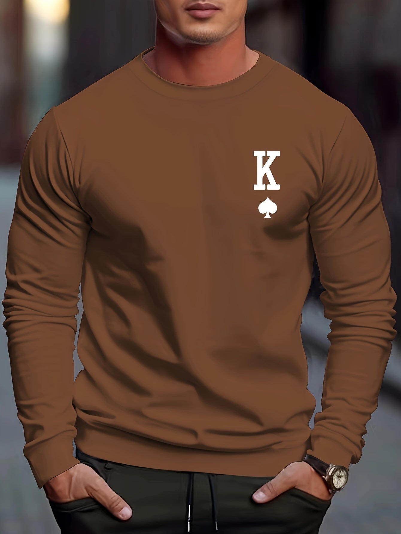 Warm Spade Print Mens Winter Hoodie