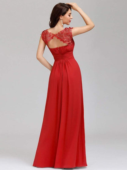 Elara | Lace Cap Sleeve Maxi Bridesmaid Dress Mother of the Bride Outfits