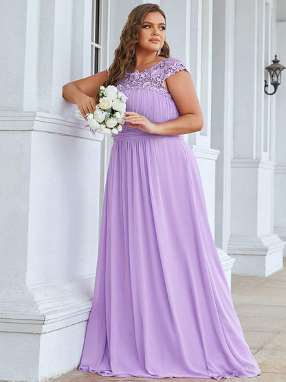 Elara | Lace Cap Sleeve Maxi Bridesmaid Dress Mother of the Bride Outfits