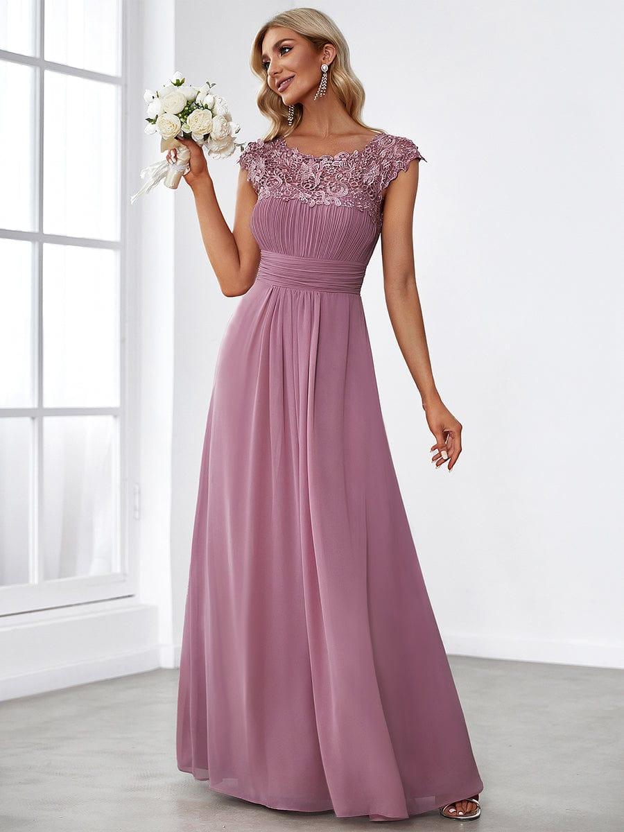 Elara | Lace Cap Sleeve Maxi Bridesmaid Dress Mother of the Bride Outfits