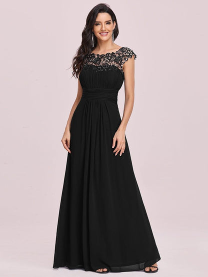 Elara | Lace Cap Sleeve Maxi Bridesmaid Dress Mother of the Bride Outfits