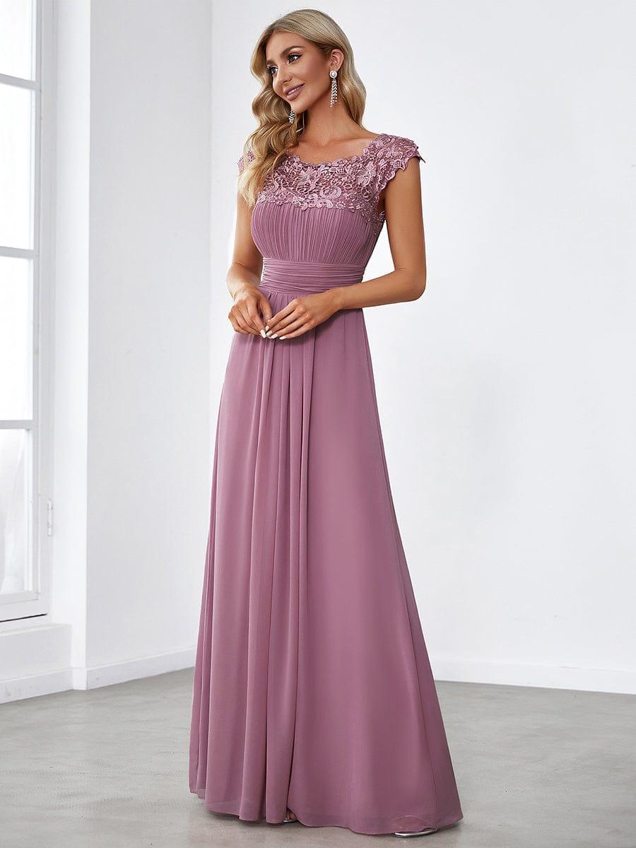 Elara | Lace Cap Sleeve Maxi Bridesmaid Dress Mother of the Bride Outfits