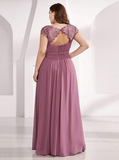 Elara | Lace Cap Sleeve Maxi Bridesmaid Dress Mother of the Bride Outfits