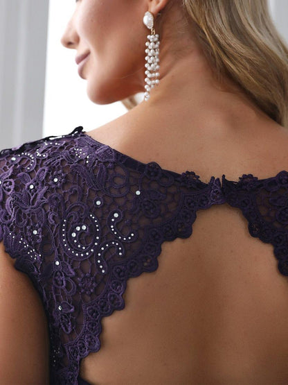Elara | Lace Cap Sleeve Maxi Bridesmaid Dress Mother of the Bride Outfits