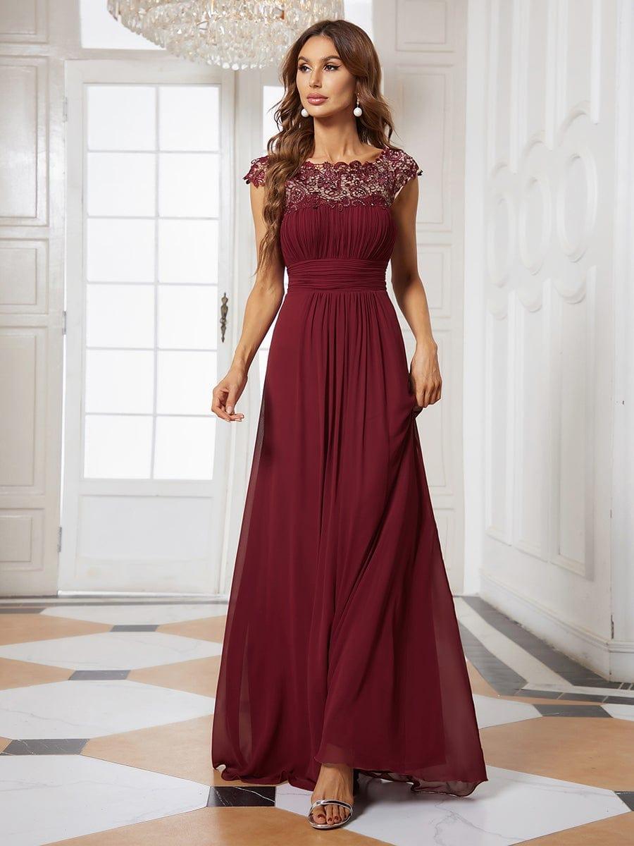 Elara | Lace Cap Sleeve Maxi Bridesmaid Dress Mother of the Bride Outfits