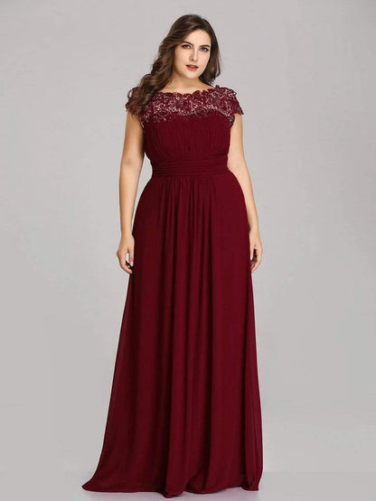 Elara | Lace Cap Sleeve Maxi Bridesmaid Dress Mother of the Bride Outfits