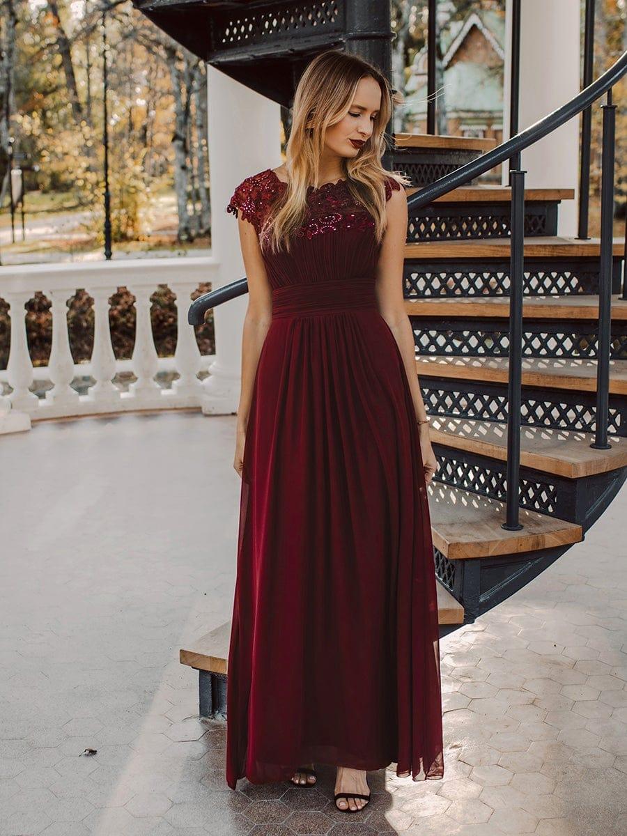 Elara | Lace Cap Sleeve Maxi Bridesmaid Dress Mother of the Bride Outfits