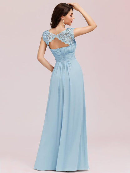 Elara | Lace Cap Sleeve Maxi Bridesmaid Dress Mother of the Bride Outfits