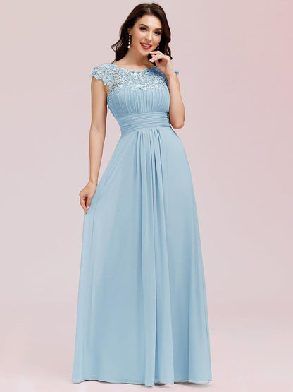 Elara | Lace Cap Sleeve Maxi Bridesmaid Dress Mother of the Bride Outfits