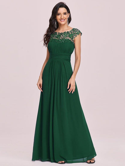 Elara | Lace Cap Sleeve Maxi Bridesmaid Dress Mother of the Bride Outfits
