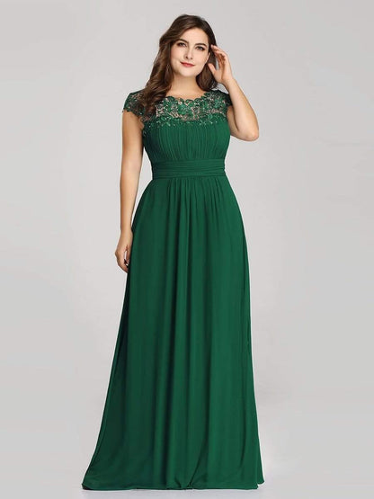 Elara | Lace Cap Sleeve Maxi Bridesmaid Dress Mother of the Bride Outfits