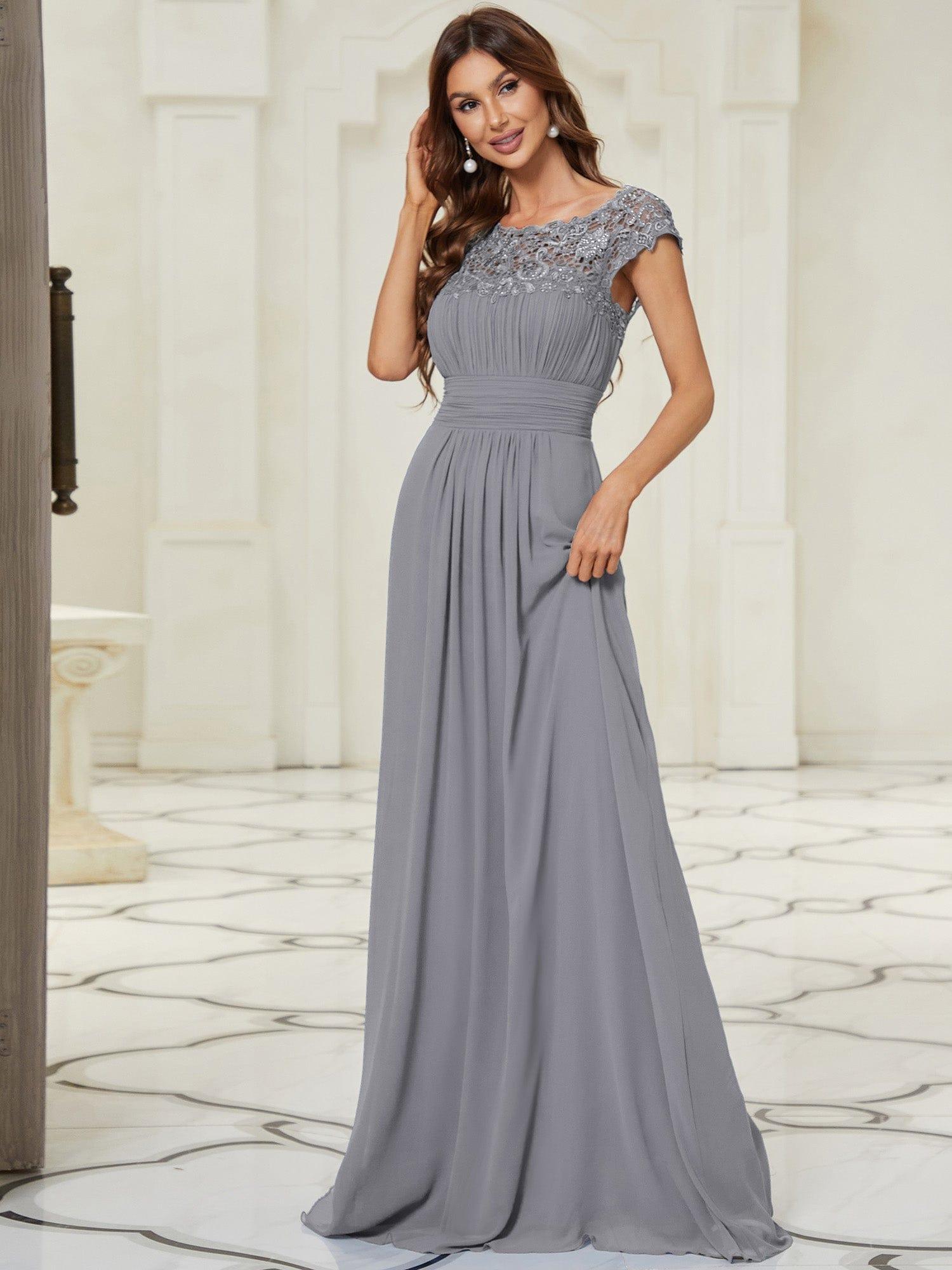 Elara | Lace Cap Sleeve Maxi Bridesmaid Dress Mother of the Bride Outfits