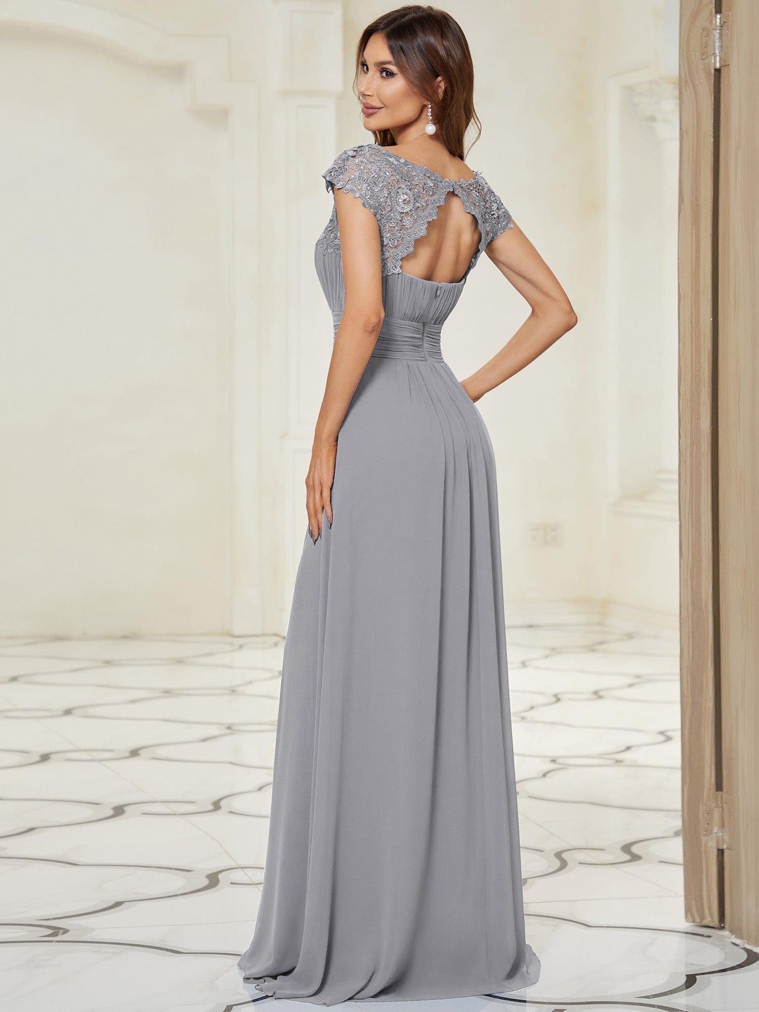 Elara | Lace Cap Sleeve Maxi Bridesmaid Dress Mother of the Bride Outfits