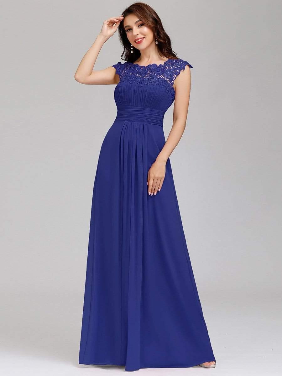 Elara | Lace Cap Sleeve Maxi Bridesmaid Dress Mother of the Bride Outfits