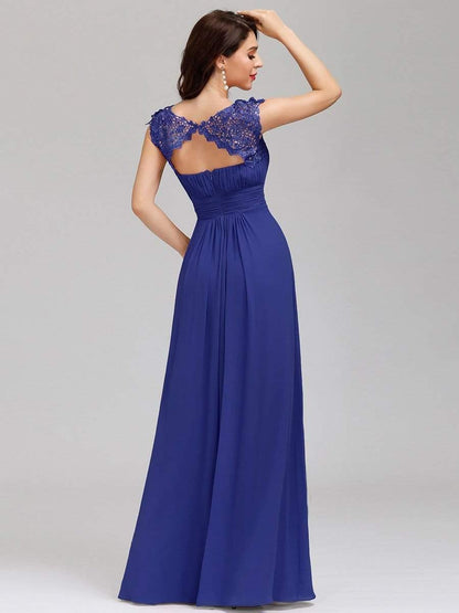 Elara | Lace Cap Sleeve Maxi Bridesmaid Dress Mother of the Bride Outfits