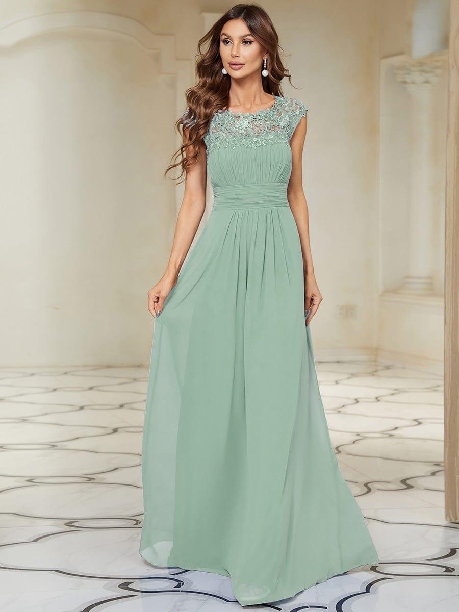 Elara | Lace Cap Sleeve Maxi Bridesmaid Dress Mother of the Bride Outfits