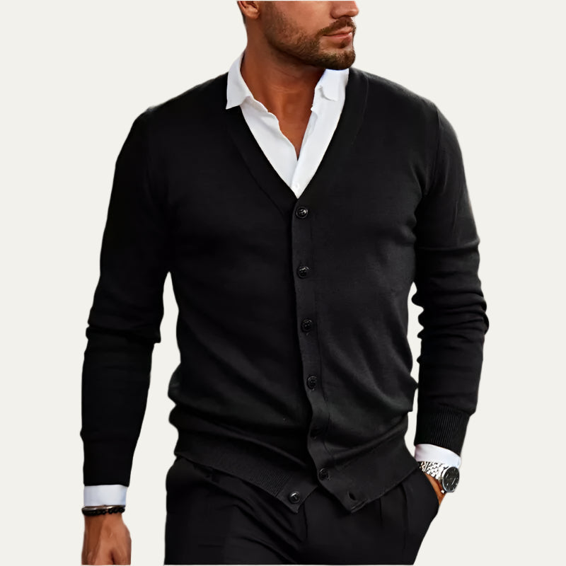 Men's Simple Crew Neck Button Cardigan Sweater