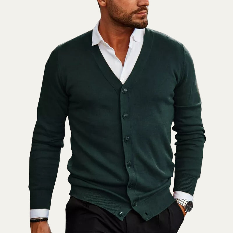 Men's Simple Crew Neck Button Cardigan Sweater - OutfitLondon