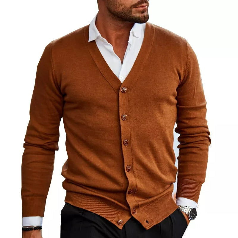 Slim Fit V-Neck Knit Cardigan Sweater