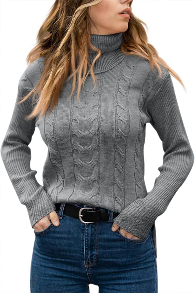 Stylish Women's Cable Turtleneck Jumper
