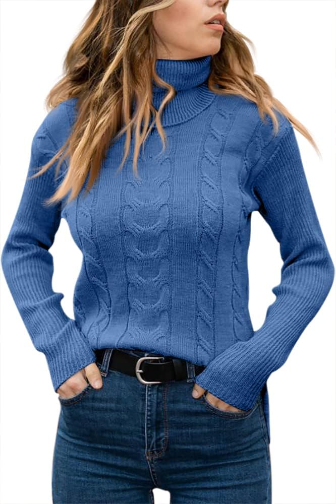 Stylish Women's Cable Turtleneck Jumper