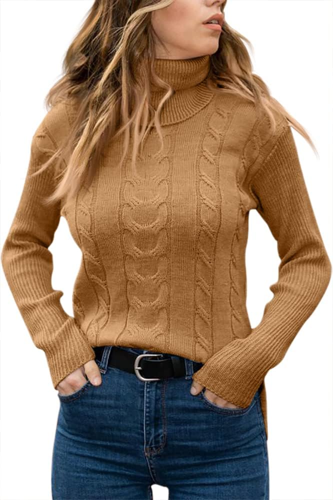 Stylish Women's Cable Turtleneck Jumper