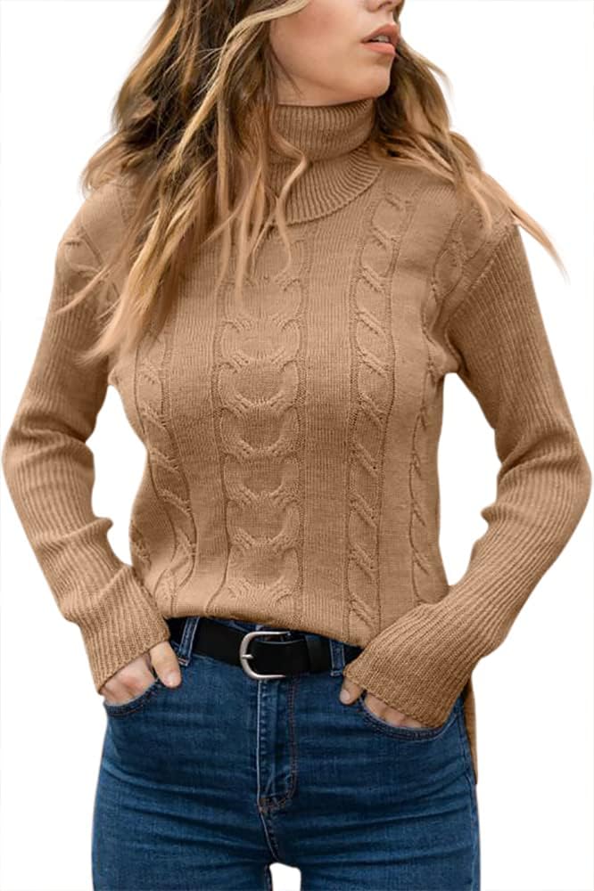 Stylish Women's Cable Turtleneck Jumper