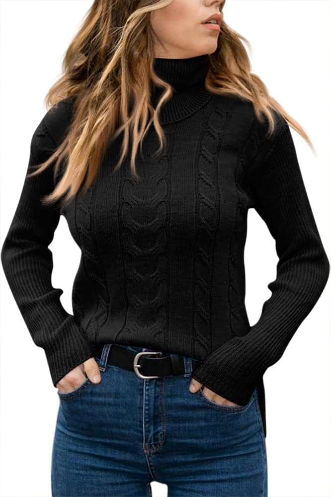 Stylish Women's Cable Turtleneck Jumper