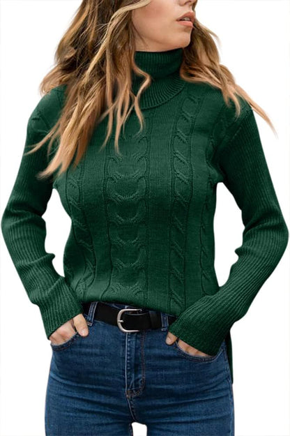 Stylish Women's Cable Turtleneck Jumper