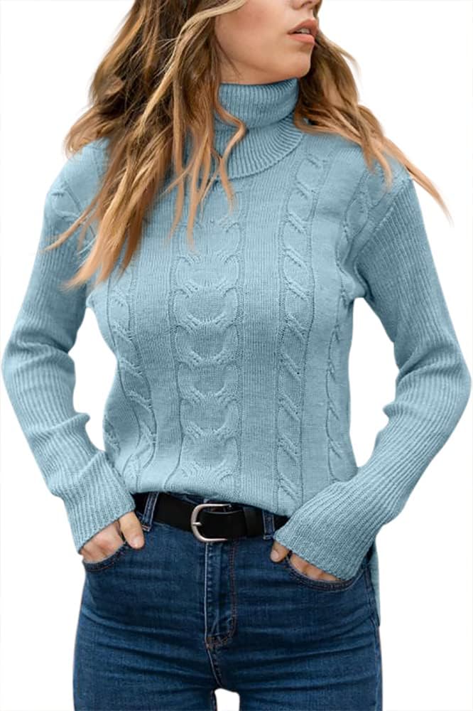 Stylish Women's Cable Turtleneck Jumper