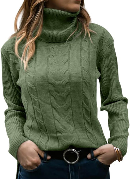 Stylish Women's Cable Turtleneck Jumper