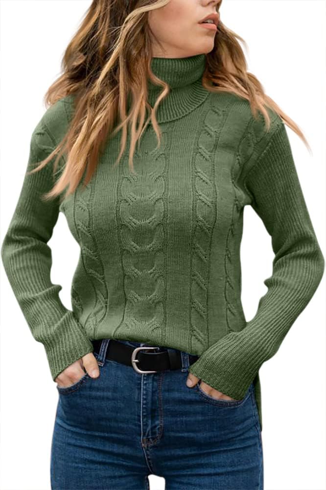 Stylish Women's Cable Turtleneck Jumper