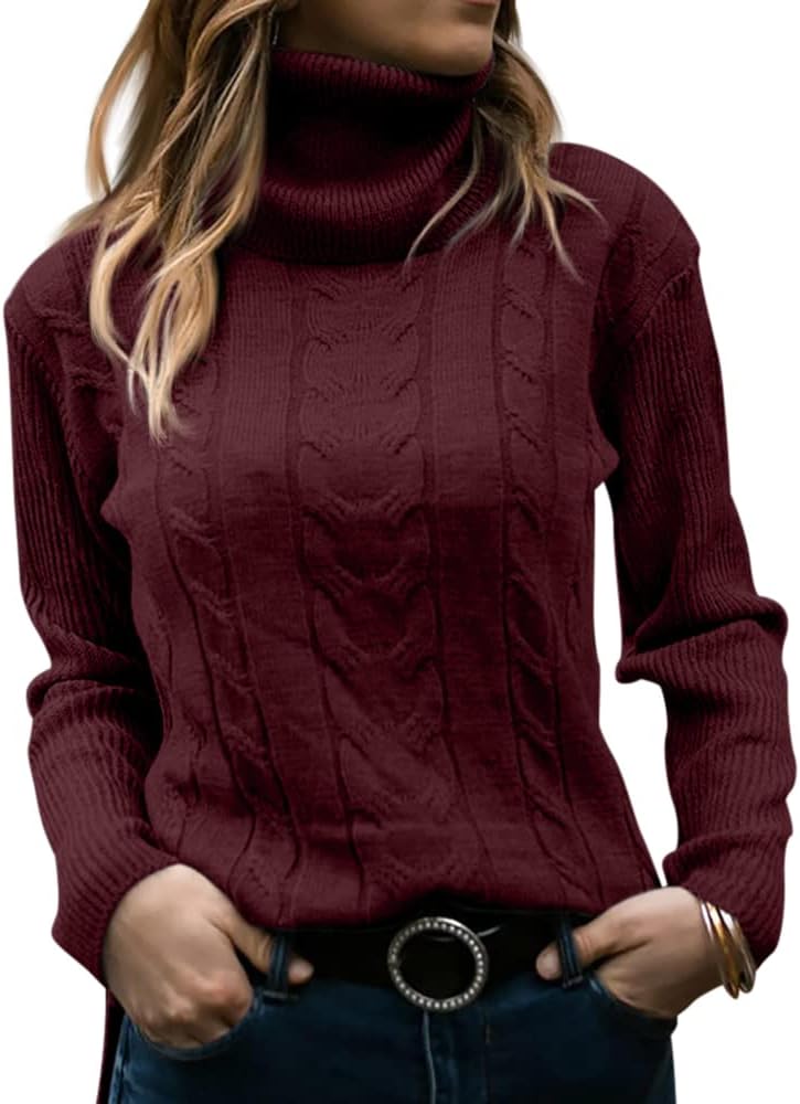 Stylish Women's Cable Turtleneck Jumper
