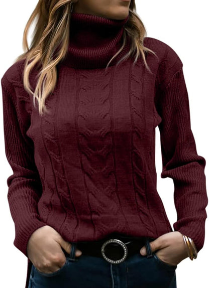 Stylish Women's Cable Turtleneck Jumper