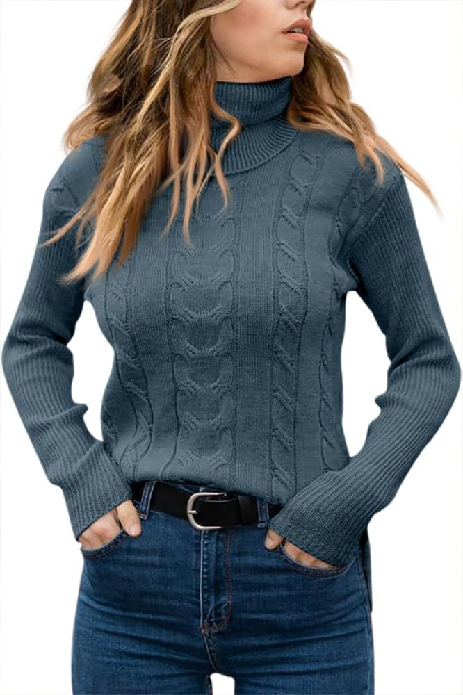 Stylish Women's Cable Turtleneck Jumper