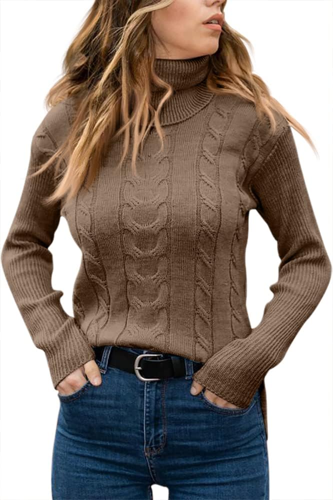 Stylish Women's Cable Turtleneck Jumper