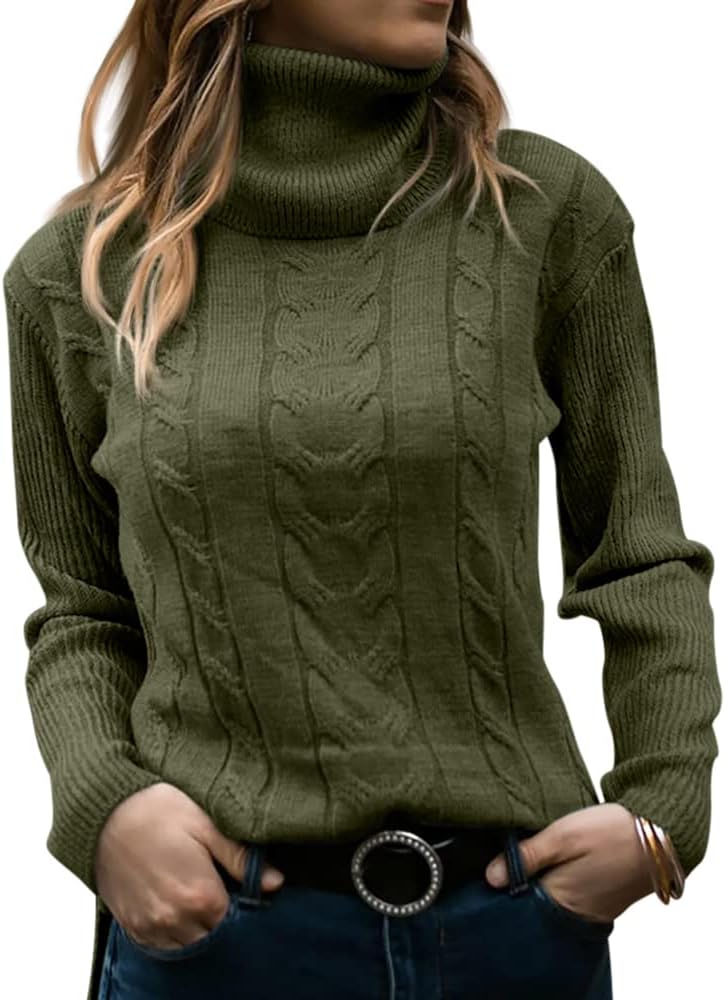Stylish Women's Cable Turtleneck Jumper