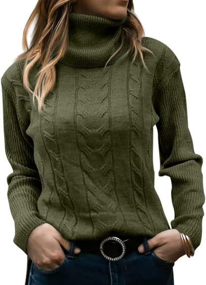 Stylish Women's Cable Turtleneck Jumper