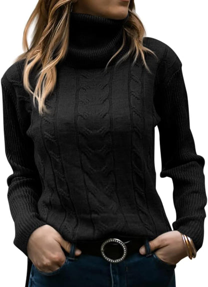 Stylish Women's Cable Turtleneck Jumper