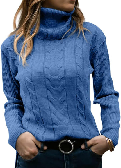 Stylish Women's Cable Turtleneck Jumper