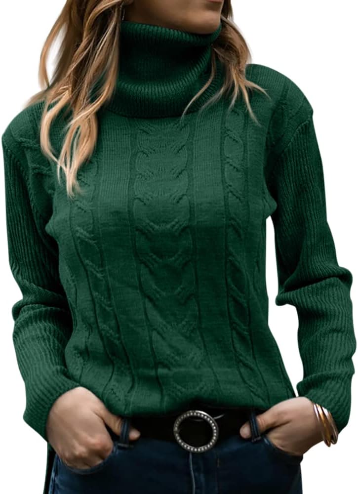 Stylish Women's Cable Turtleneck Jumper