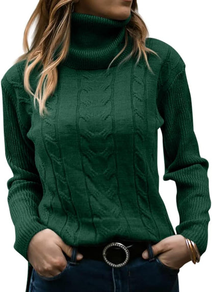 Stylish Women's Cable Turtleneck Jumper